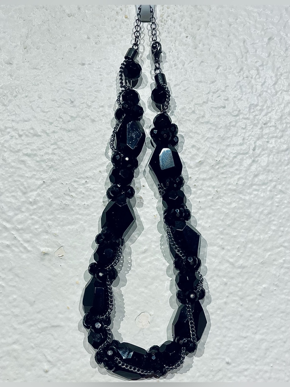 Vintage Black Glass Beaded Statement Necklace